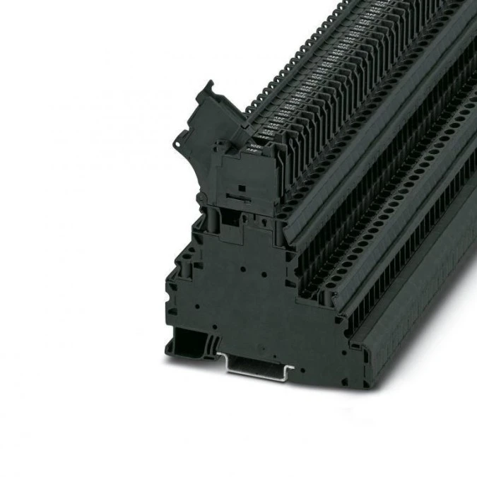 Złączka szynowa z bezpiecznikiem 5x20 4-przewodowa 4mm2 czarna UT 4-L ...