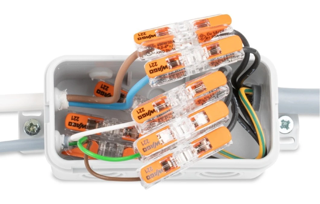 Szybkozłączka przelotowa z dźwignią 2x 0,2-4mm2 Inline 221