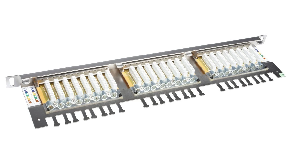 Patch Panel Solarix 24xRJ45 CAT6 STP z wspornikiem nierdzewka 0,5U ...