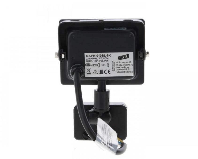 NAŚWIETLACZ LED SMD KASTEL 10W 6000K 850LM IP65 CZARNY CZ. PIR – BEMKO ...