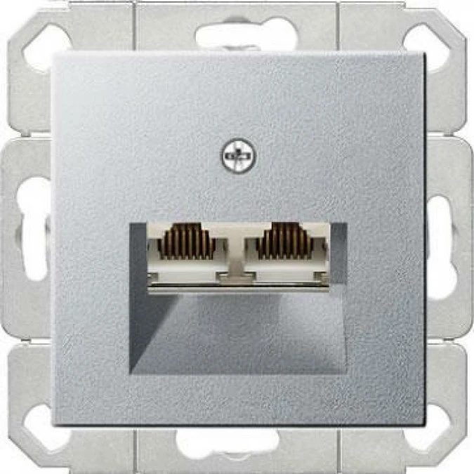 Gniazdo komputerowe podw. RJ45 cat. 6 Gira System 55 aluminium – GIRA ...