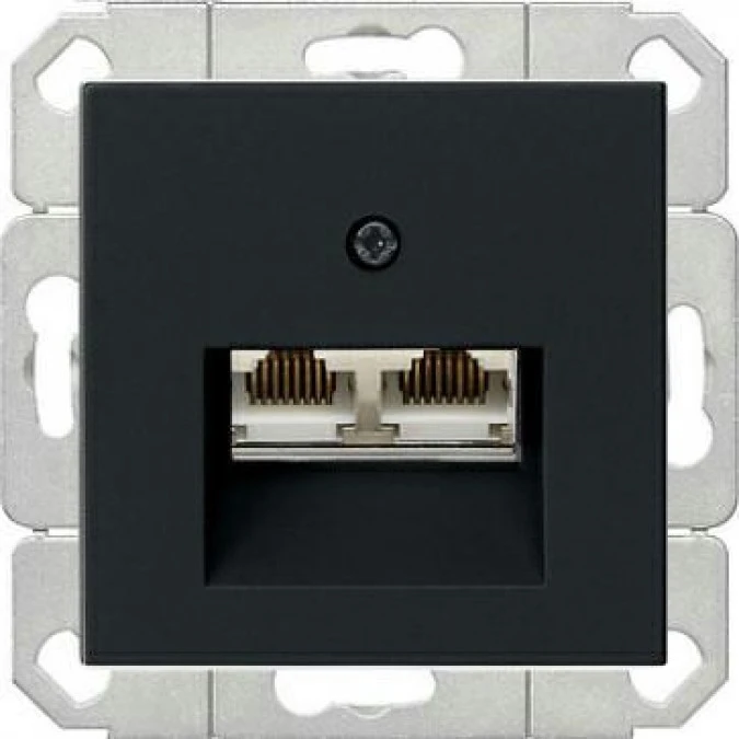 Gniazdo komputerowe podw. RJ45 cat. 6 Gira System 55 czarny mat – GIRA ...