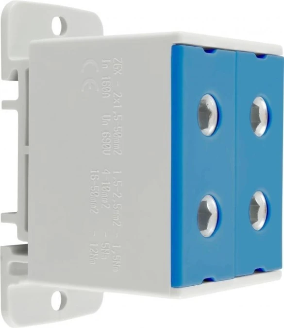 Złączka szynowa rozdzielcza 1-torowa 4-otwory 50mm2 ZGX 2x50