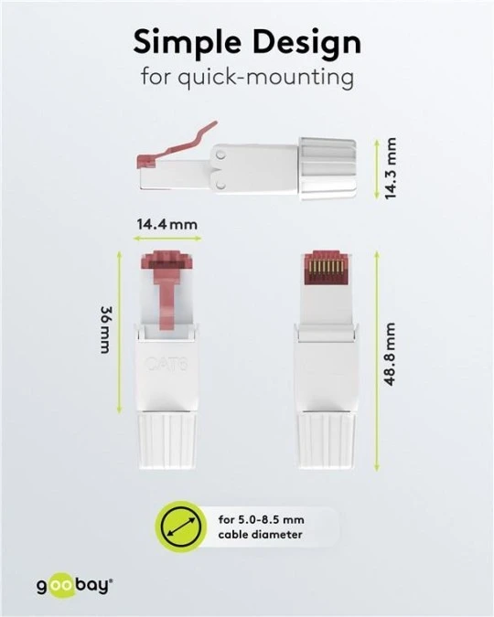 Wtyk RJ45 CAT 6 UTP nieekranowany, do montażu bez użycia