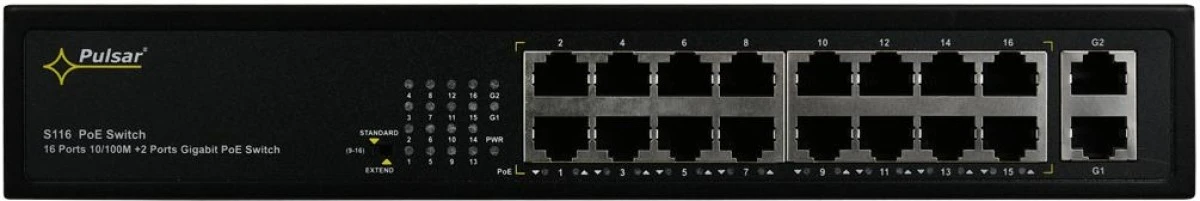 Switch PULSAR 16-portowy S116 do 16 kamer IP – PULSAR | TIM SA
