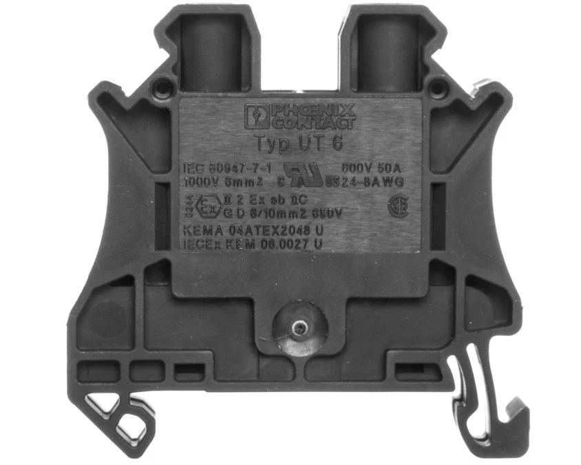 Złączka szynowa przepustowa 2-przewodowa 6mm2 czarna Ex UT 6 BK 3045208 ...
