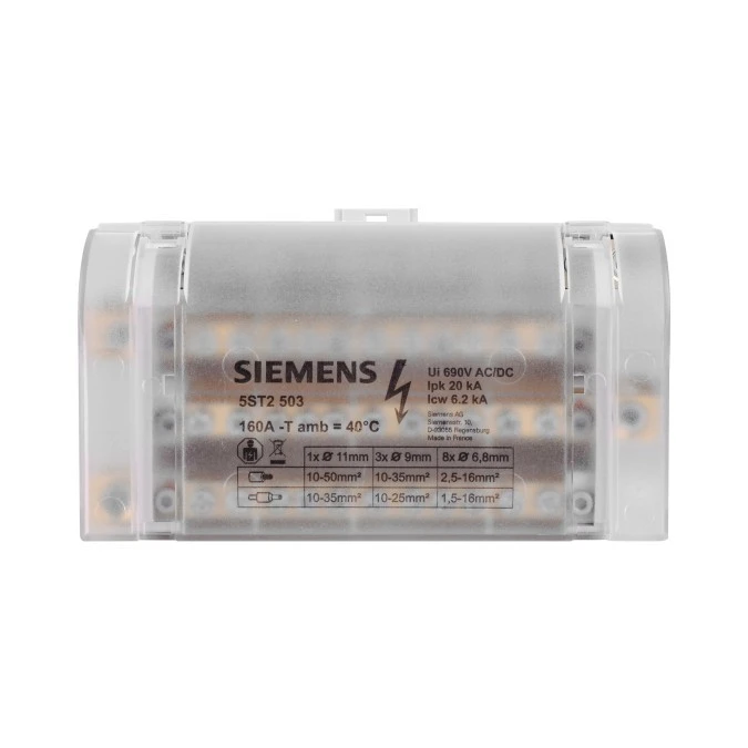 Blok rozdzielczy 160A 4P 500V 1x10-35mm2 3x6-25mm 8x2,5-16mm2 5ST2503 ...