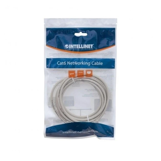 Patch Cord Cat6 UTP 10M Szary 100 Miedź 336734 – INTELLINET | TIM SA