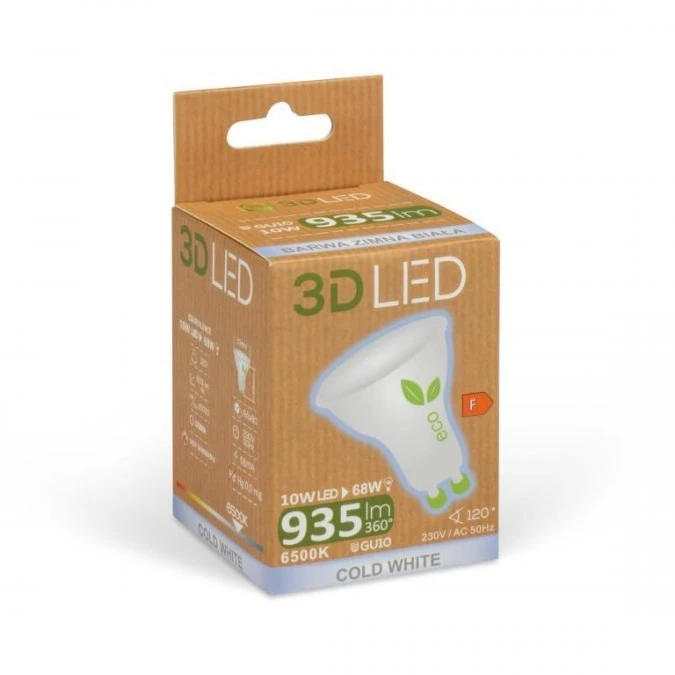 Żarówka LED 10W GU10 935lm Zimna 6500K / GP000Z10 – GOLS PLUS | TIM SA