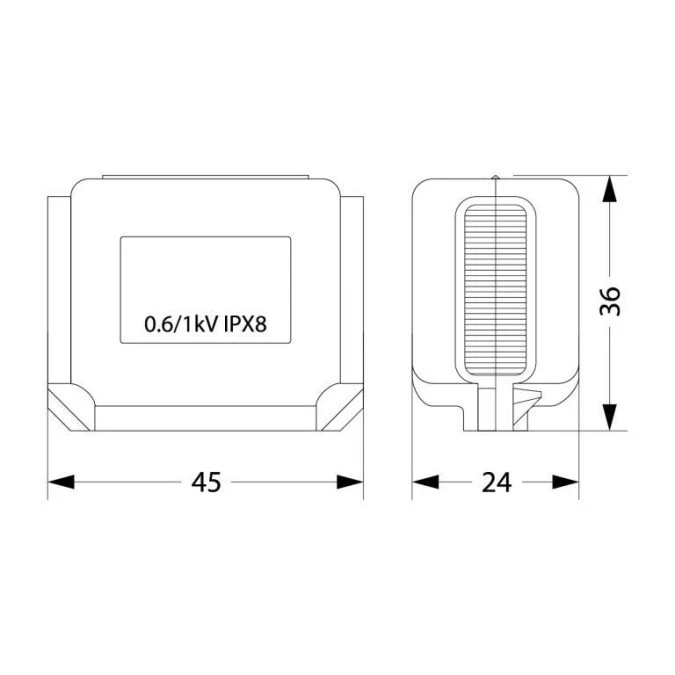 Mufa z żelem MZGEL45 45x37x24mm GELEBOX IPX8, 0.6/1kV