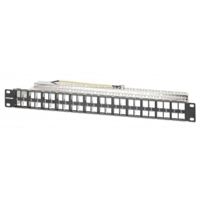 patch panel 48 portów na moduły KEYSTONE, 1U, z tacką – INTELLINET | TIM SA