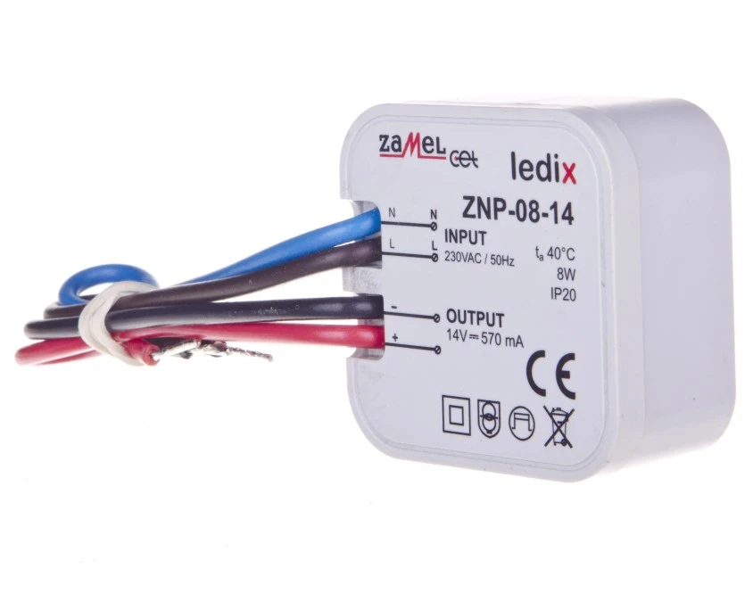 Zasilacz LED dopuszkowy 14V DC 8W ZNP-08-14 LDX10000029
