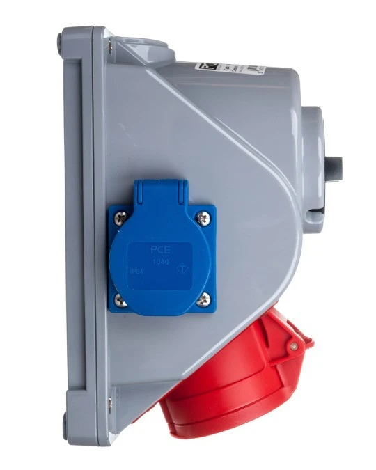 Gniazdo stałe z wyłącznikiem 0-1 16A 5P 400V + 2x 2P+Z 230V