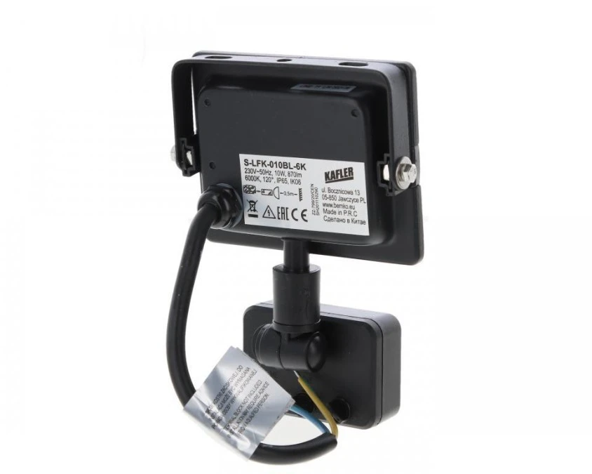 NAŚWIETLACZ LED SMD KASTEL 10W 6000K 850LM IP65 CZARNY CZ. PIR – BEMKO ...