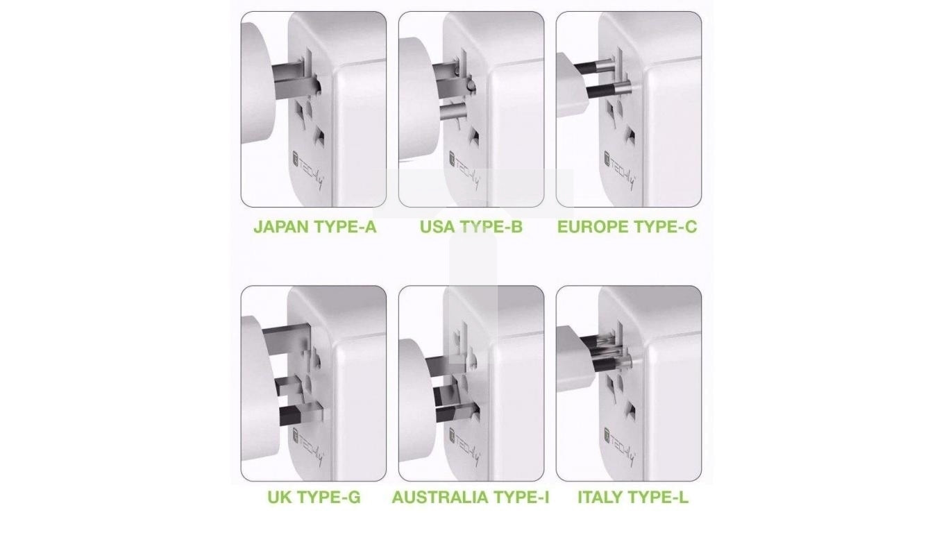 Adapter Podróżny Wtyków Zasilania EU/UK/USA Ładowarka 3x USB Techly TIM SA