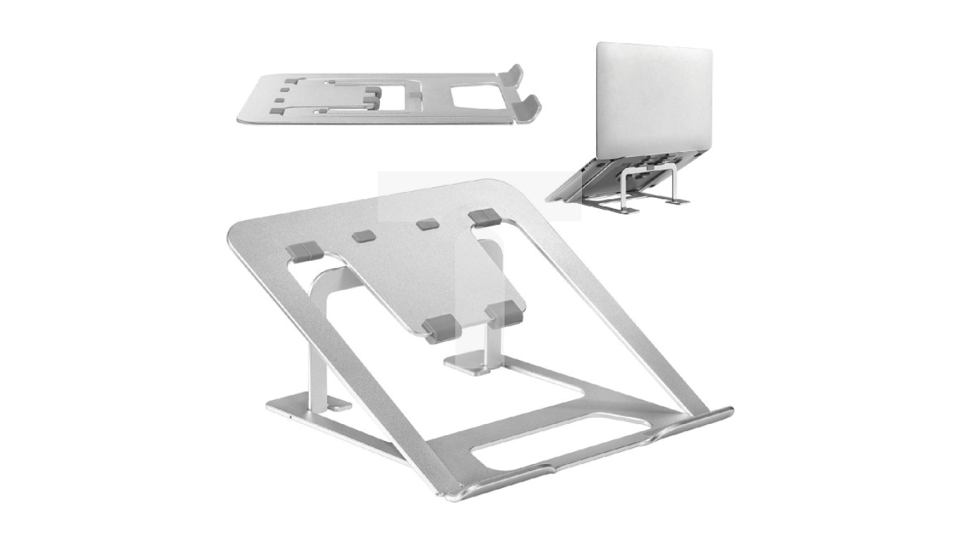 Aluminiowa ultra cienka składana podstawka pod laptopa ERGOOFFICE.EU, srebrna, laptopy 11-15cali, ER-416