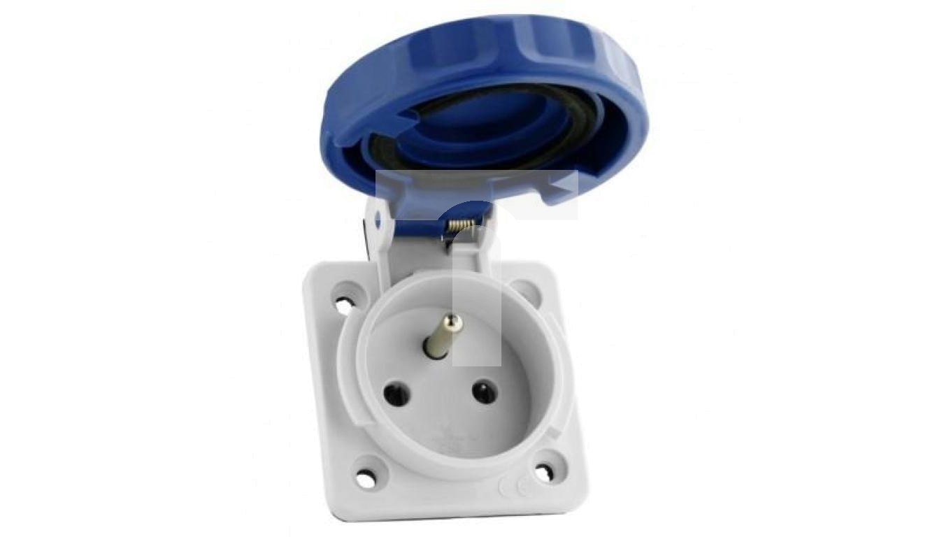 Presa Da Incasso Industriale 230V 16A IP67 - Doktorvolt 9962, Sistema Francese (tipo E) Con Coperchio, Per Esterni E Ambienti Umidi - 2