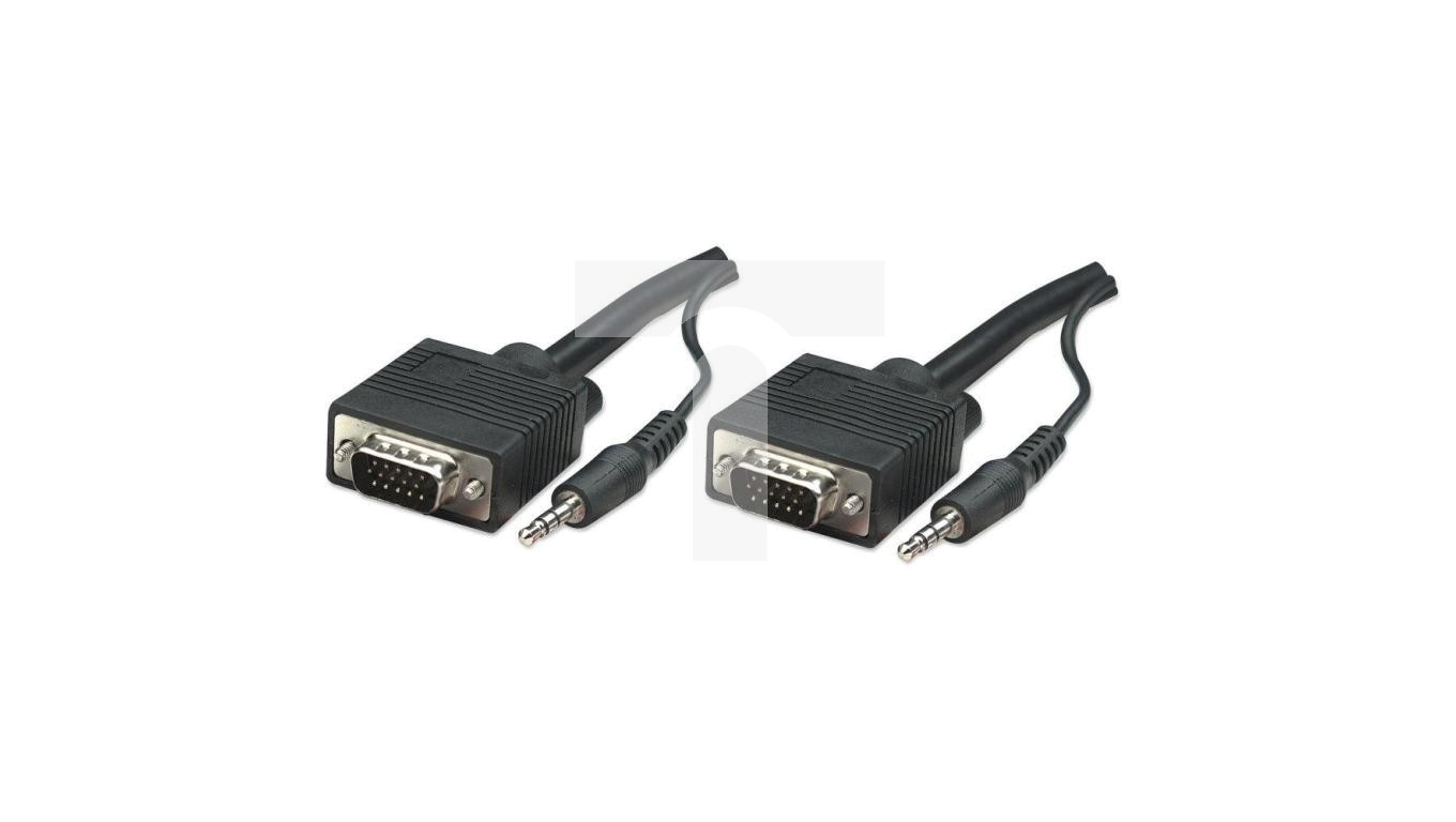Câble VGA/SVGA HD15 Avec Audio Intégré 3,5 Mm - Longueur 3 Mètres, Pour Connexion Vidéo Et Son