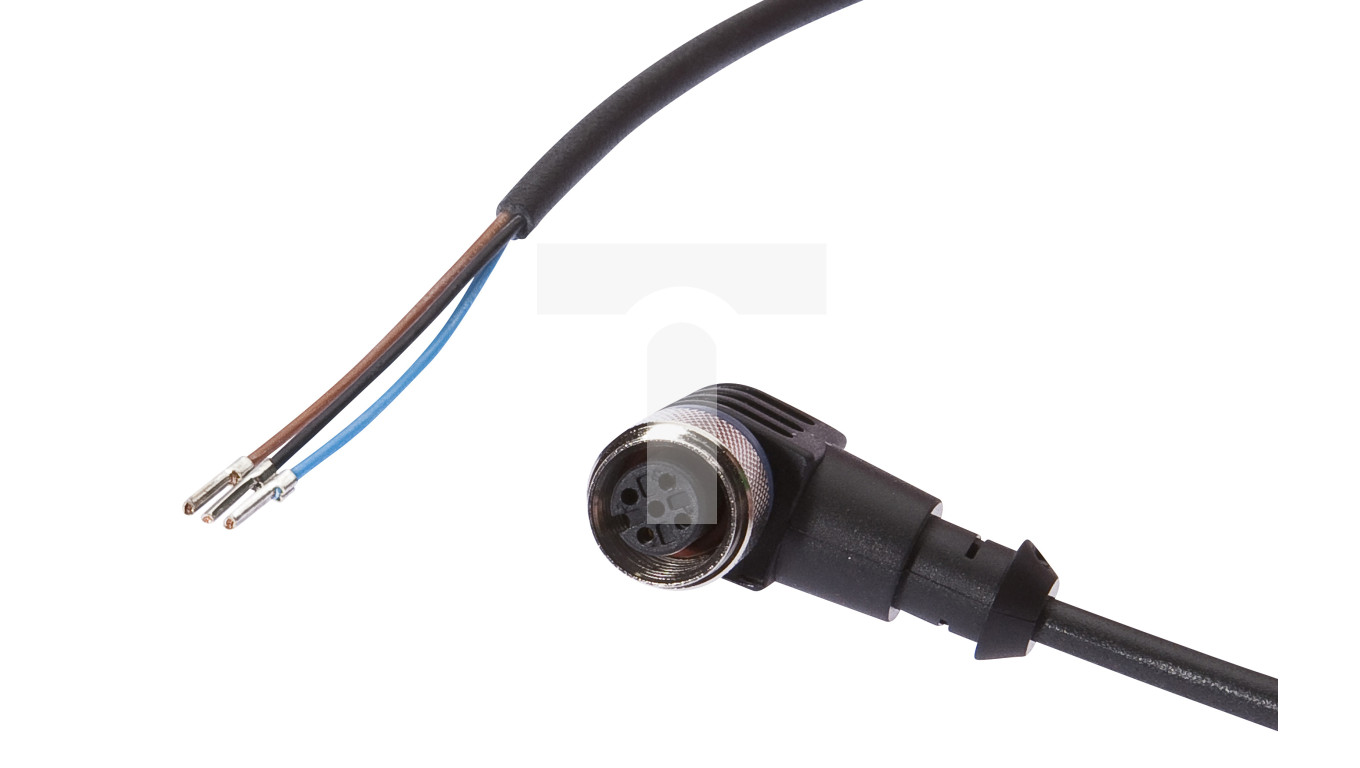 Kabel konfekcjonowany jednostrony złącze M12 żeńskie 3-pinowe kątowe ...