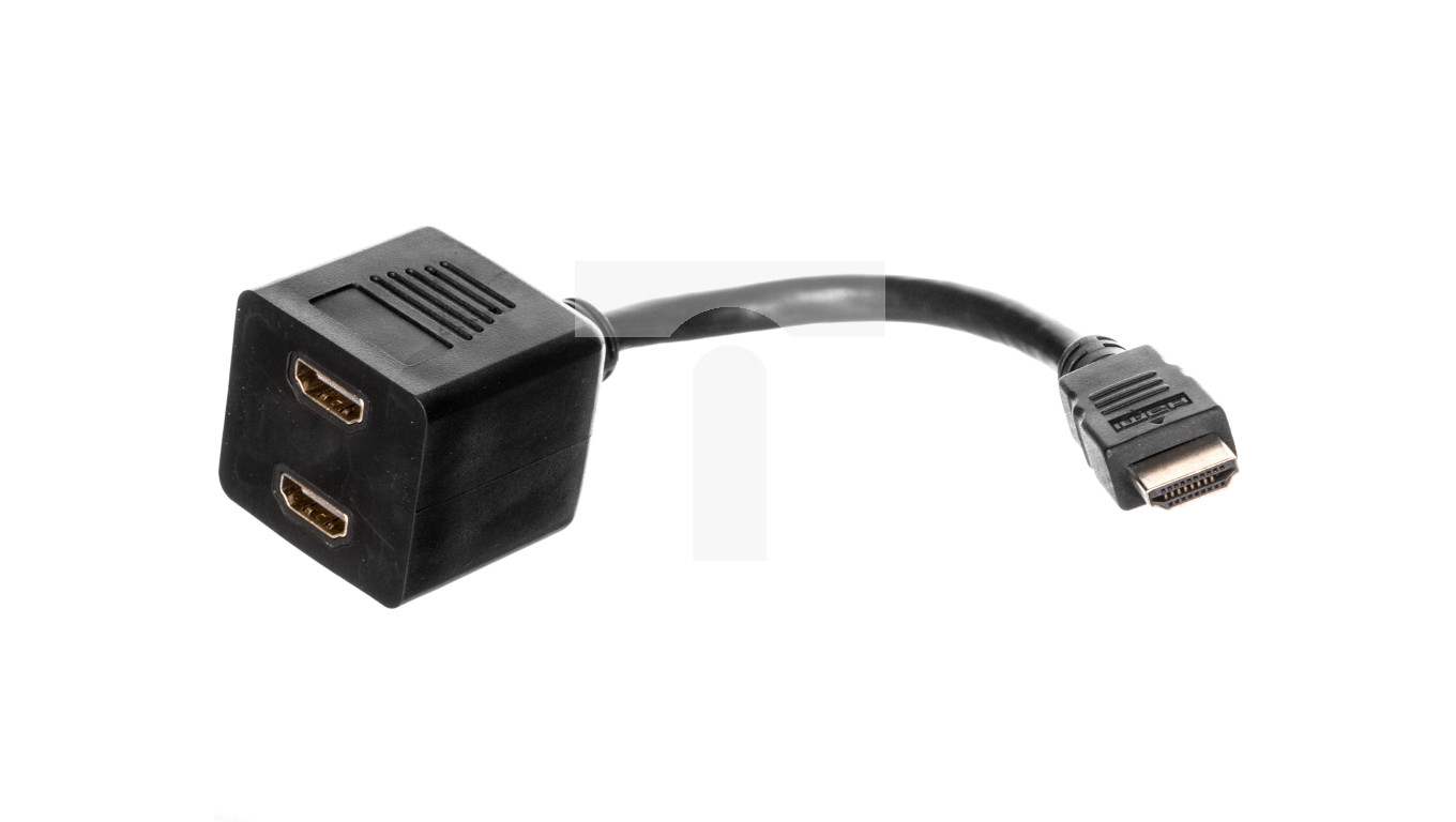 Kabel rozgałęźniacz HDMI Highspeed 1.3 pasywny Typ HDMI A/2xHDMI A, M/Ż czarny 0,2m AK-330400-002-S
