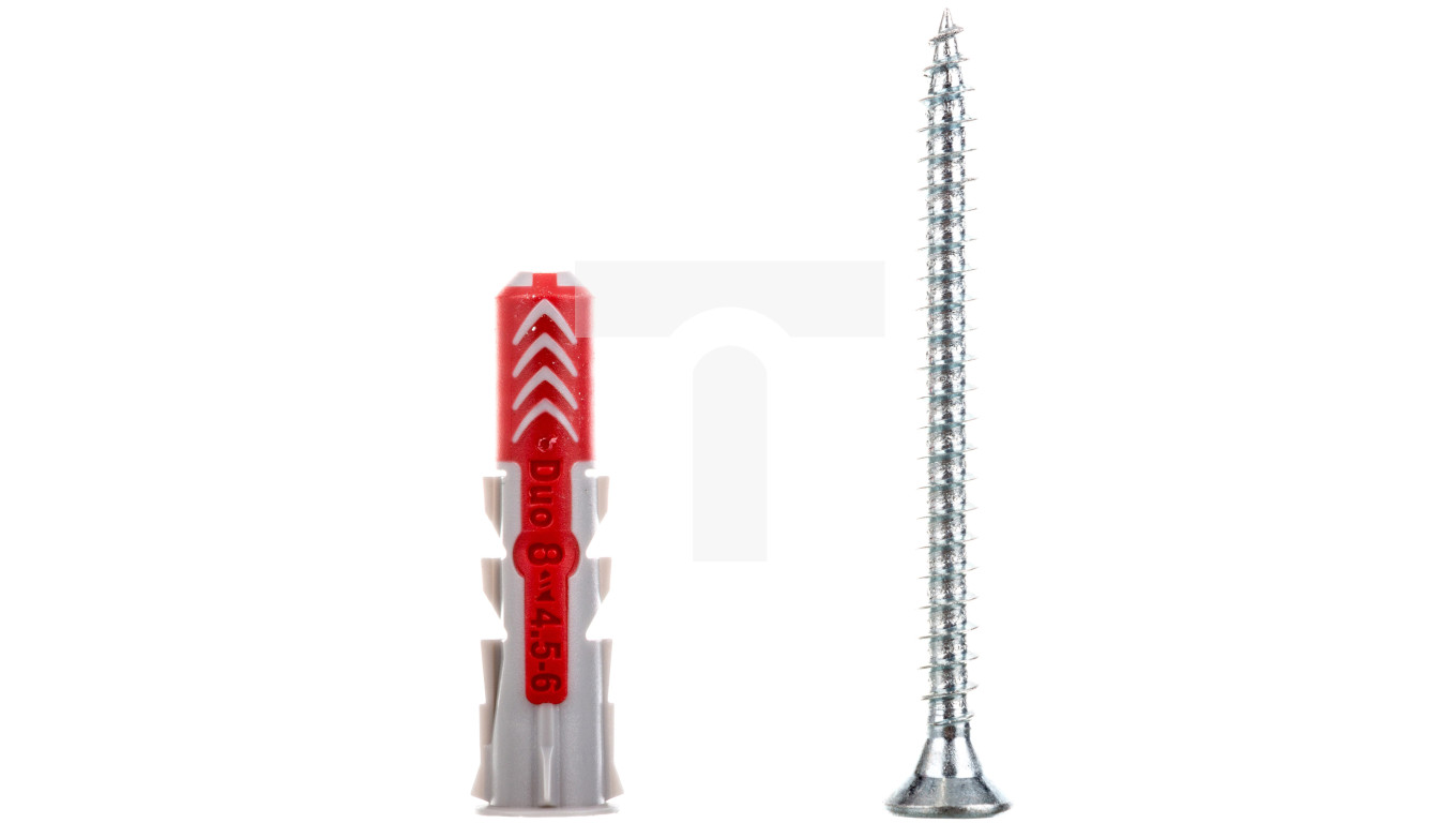 Fischer DuoPower Wall Plugs With Screws - 8x40mm, 50 Plugs & 50 Screws For Concrete, Brick, Drywall