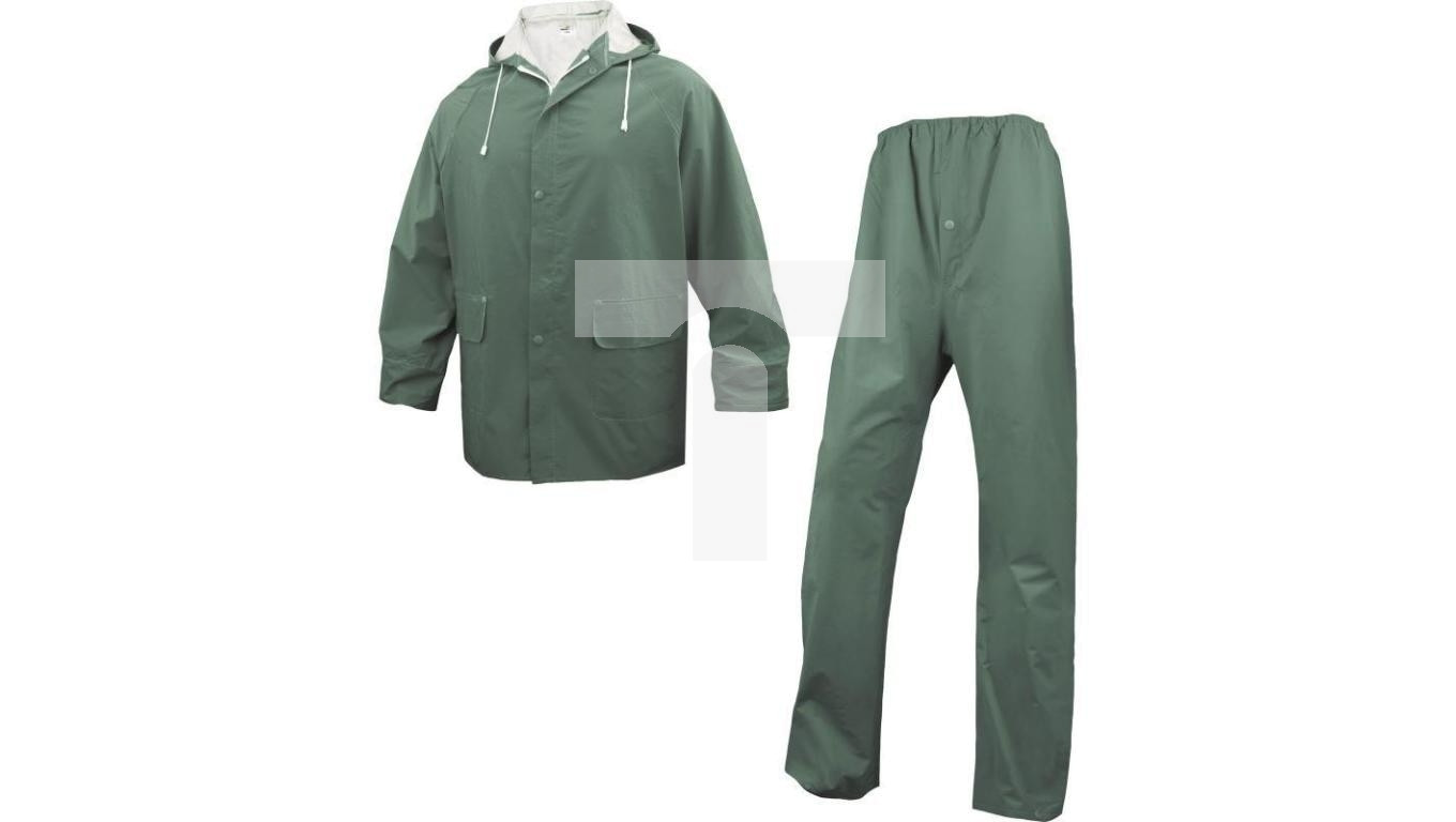 Komplet przeciwdeszczowy XL bluza + spodnie poliestru powlekanego PVC zielony EN304VEXG2
