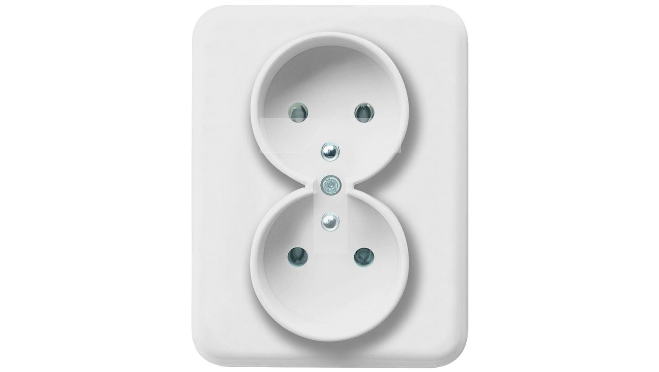 LUMINA2 Gniazdo podwojne z/u 16A kompletne biale WL1220 – HAGER POLO ...