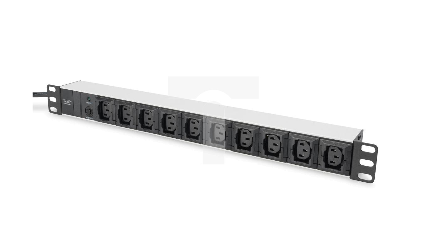 Listwa zasilająca PDU 19 Rack 10x gniazdo C13 2m 1x wtyk C14 10A zab ...