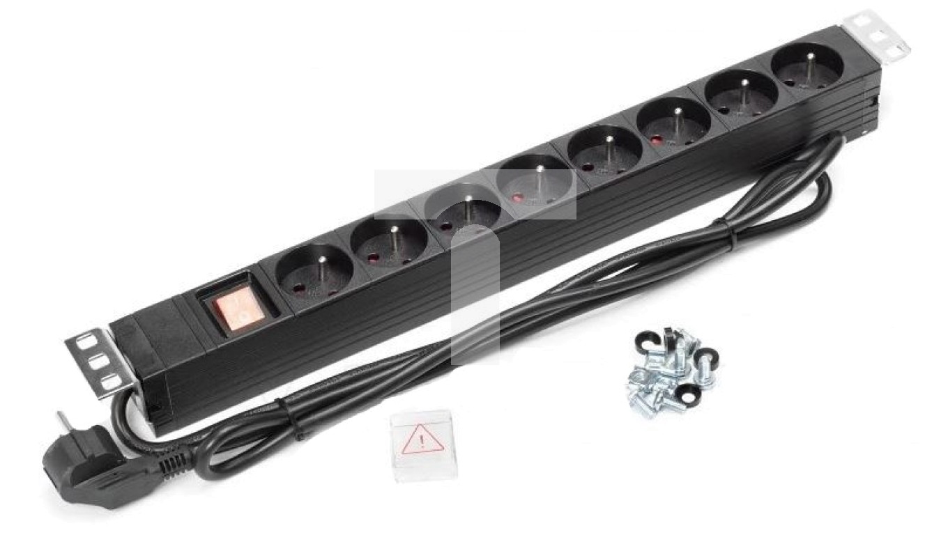 Listwa zasilająca RACK 19 1U 8 gniazd z wyłącznikiem 1,8m – SPEC KABLE ...