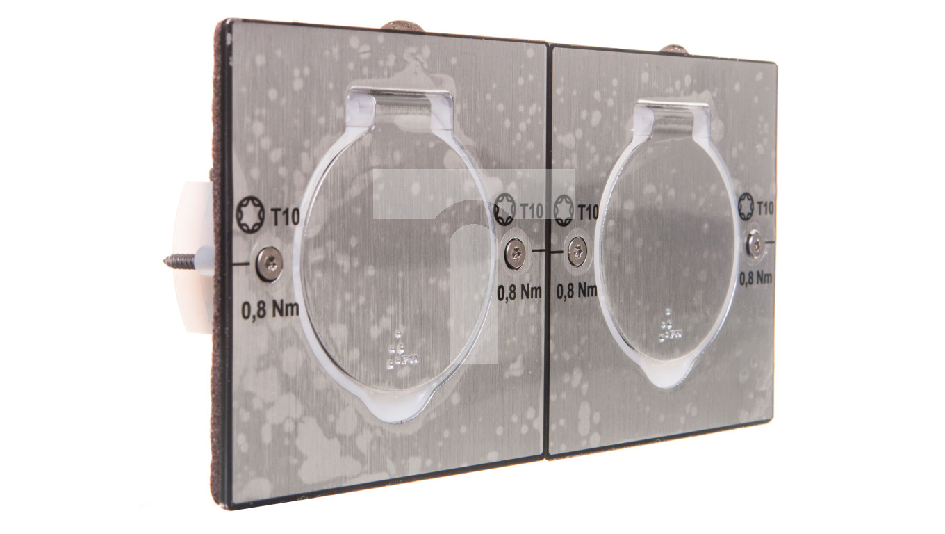 MOSAIC Pokrywa gniazda podwojna prostokatna Inox 089702 – LEGRAND | TIM SA