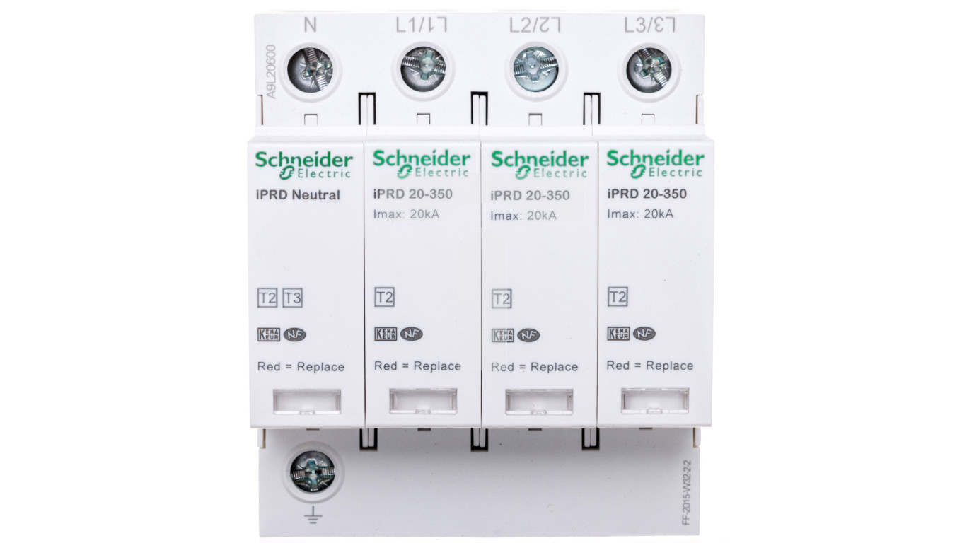 Parafoudre IPRD 20r - 20 KA, 350V, 3P+N - Limiteur De Surtension Avec Cartouche Enfichable - 6