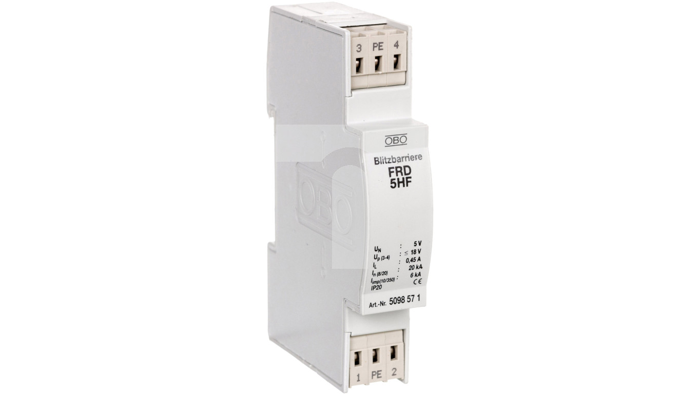 Ogranicznik przepięć dla systemów dwużyłowych 4VAC/6VDC 9kA 18kV FRD 5 ...