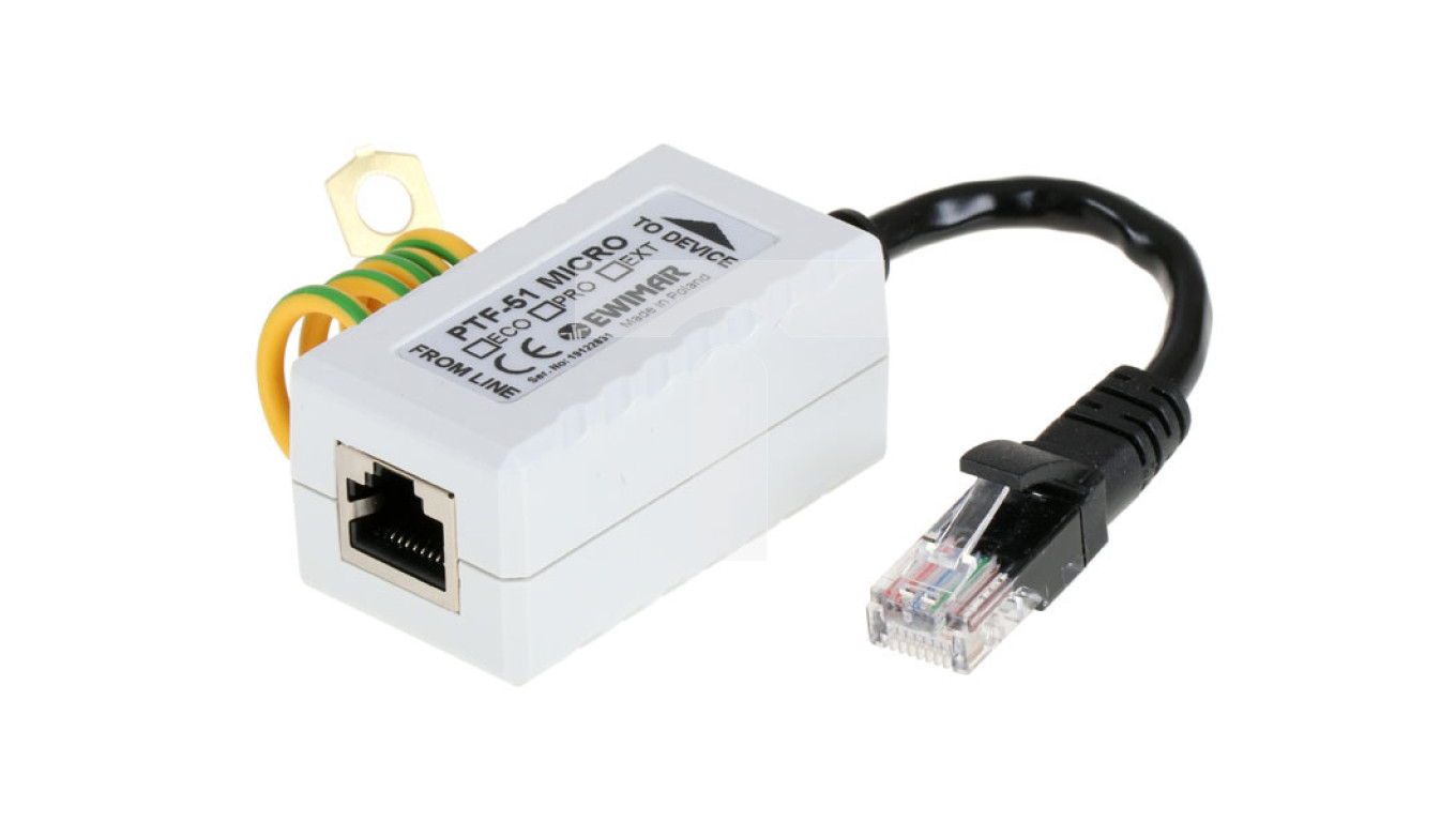 Ogranicznik przepięć sieci LAN Gigabit Ethernet na szynę DIN, PTF-61-EXT / DIN