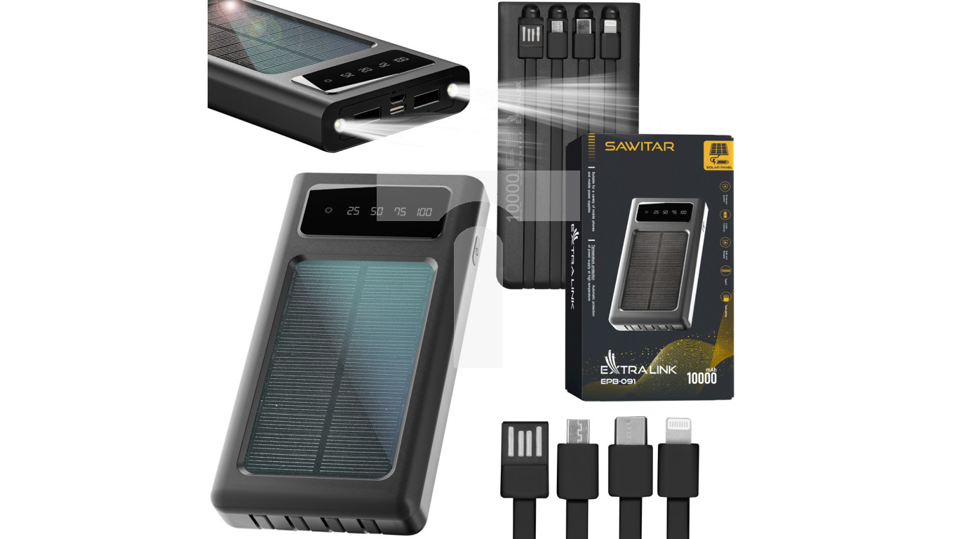Powerbank Solar Power bank, USBC Extralink EPB091 10000mAh Czarny