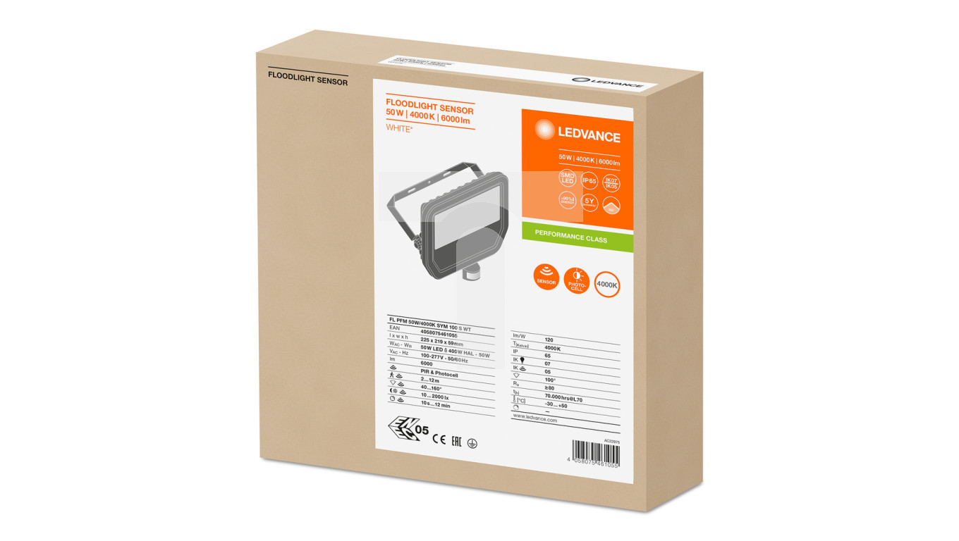 LEDVANCE FL PFM 50W/4000K SYM FLOODLIGHT – LED-Flutlichtstrahler Mit Sensor, 50W, 4000K Neutralweiß