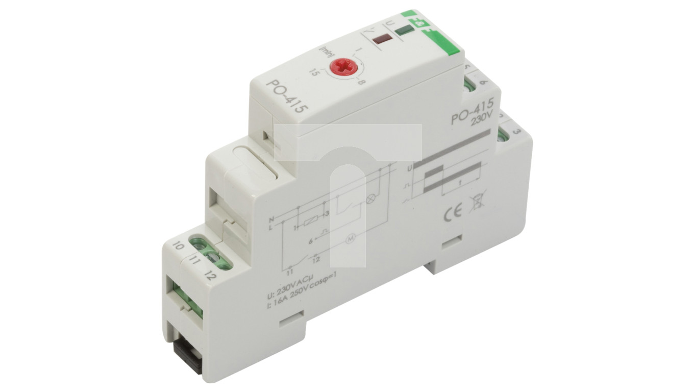 Przekaźnik czasowy 1P 10A 1-15min 230V AC opóźnione odpadanie PO-415 ...