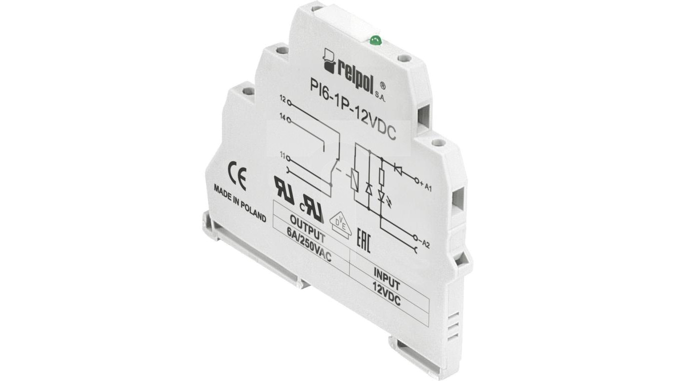 Przekaźnik interfejsowy 1P 6A 24V AC/DC PI6-1P-24VAC/DC 805703 – RELPOL ...