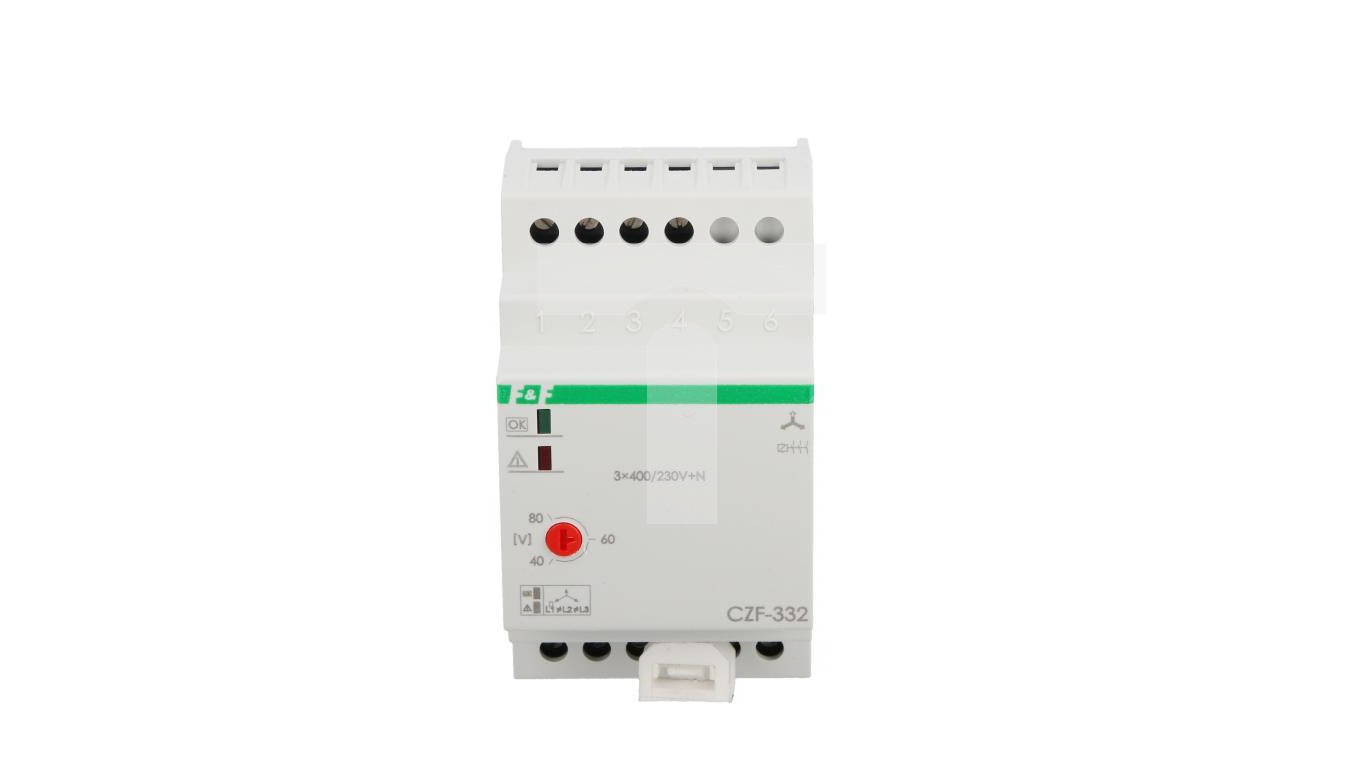 Przekaźnik zaniku i asymetrii faz z kontrolą styków stycznika 10A 1P 4sek  40-80V CZF-332