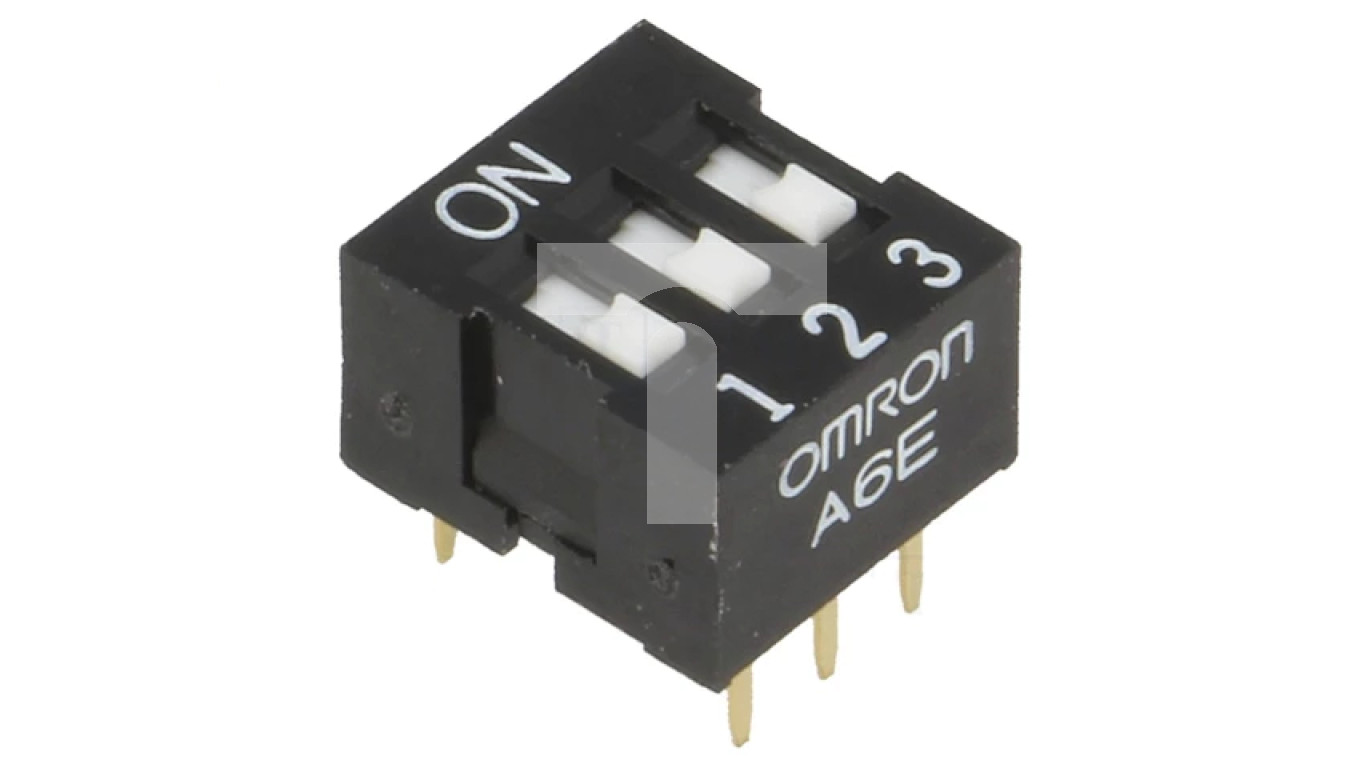 Przełącznik DIPSWITCH Ilość sekcji 3 ONOFF 0,025A/24VD A6E3101N