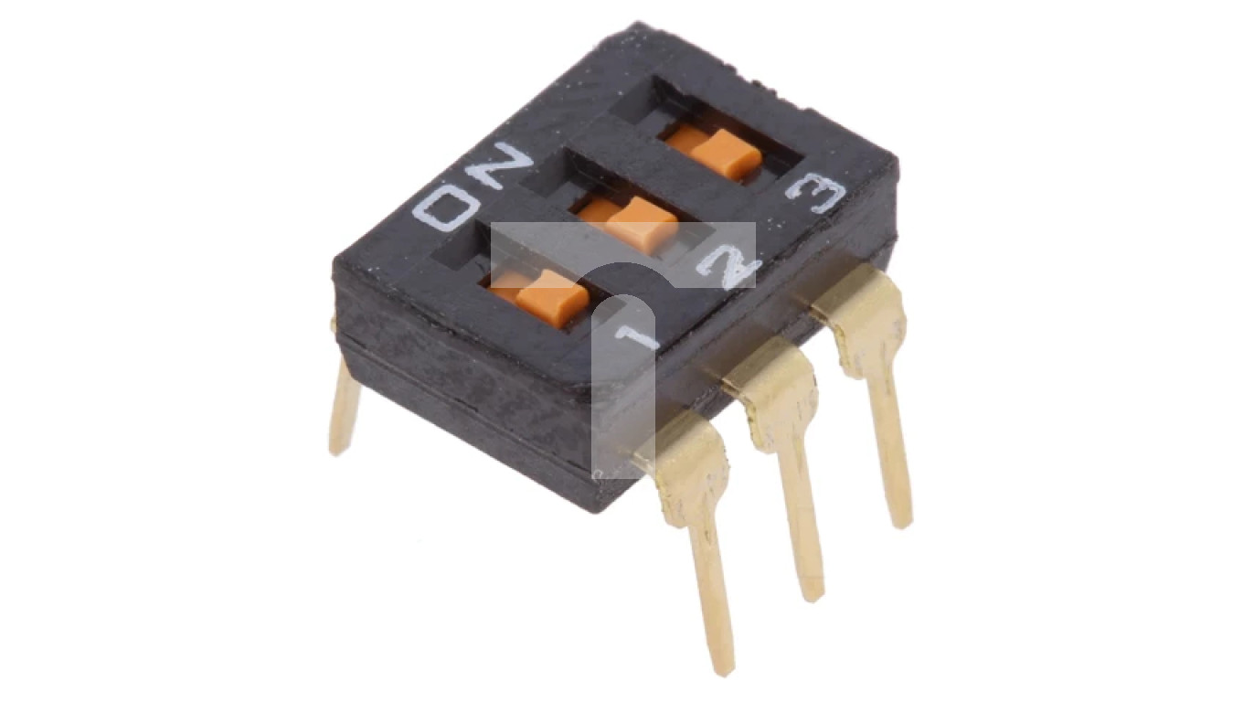 Przełącznik DIPSWITCH Ilość sekcji 3 ONOFF 0,025A/24VDC A6T3101