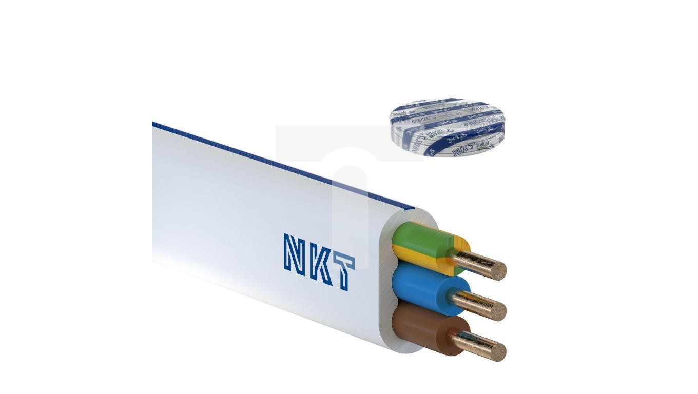 Przewód NKT instal PLUS YDYp 3x1,5 żo biały 450/750 /50m/