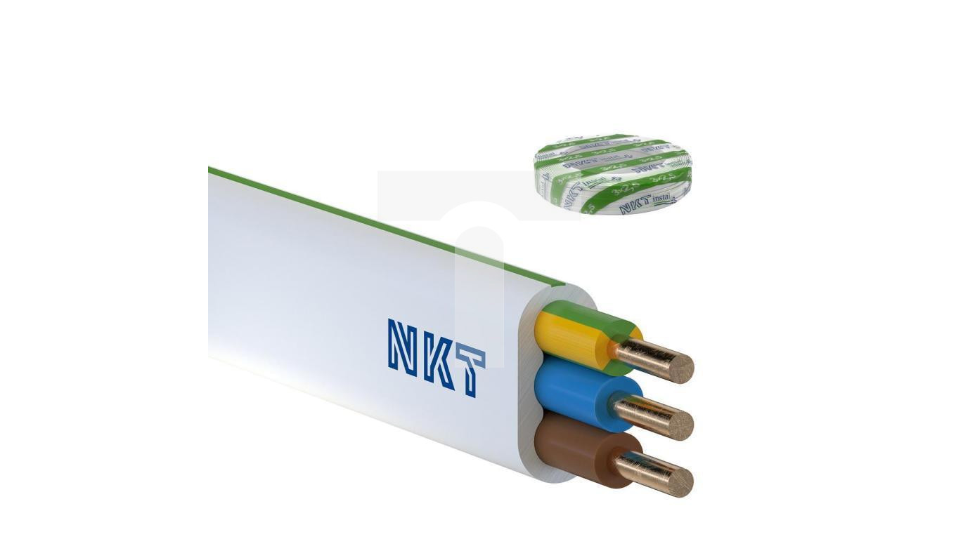 Przewód NKT instal PLUS YDYp 3x2,5 żo biały 450/750 /50m/
