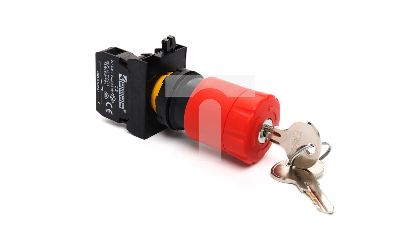 Przycisk dłoniowy bezpieczeństwa CP, 1NC, grzybek 30 mm z kluczem, czerwony T0-CP200EA30
