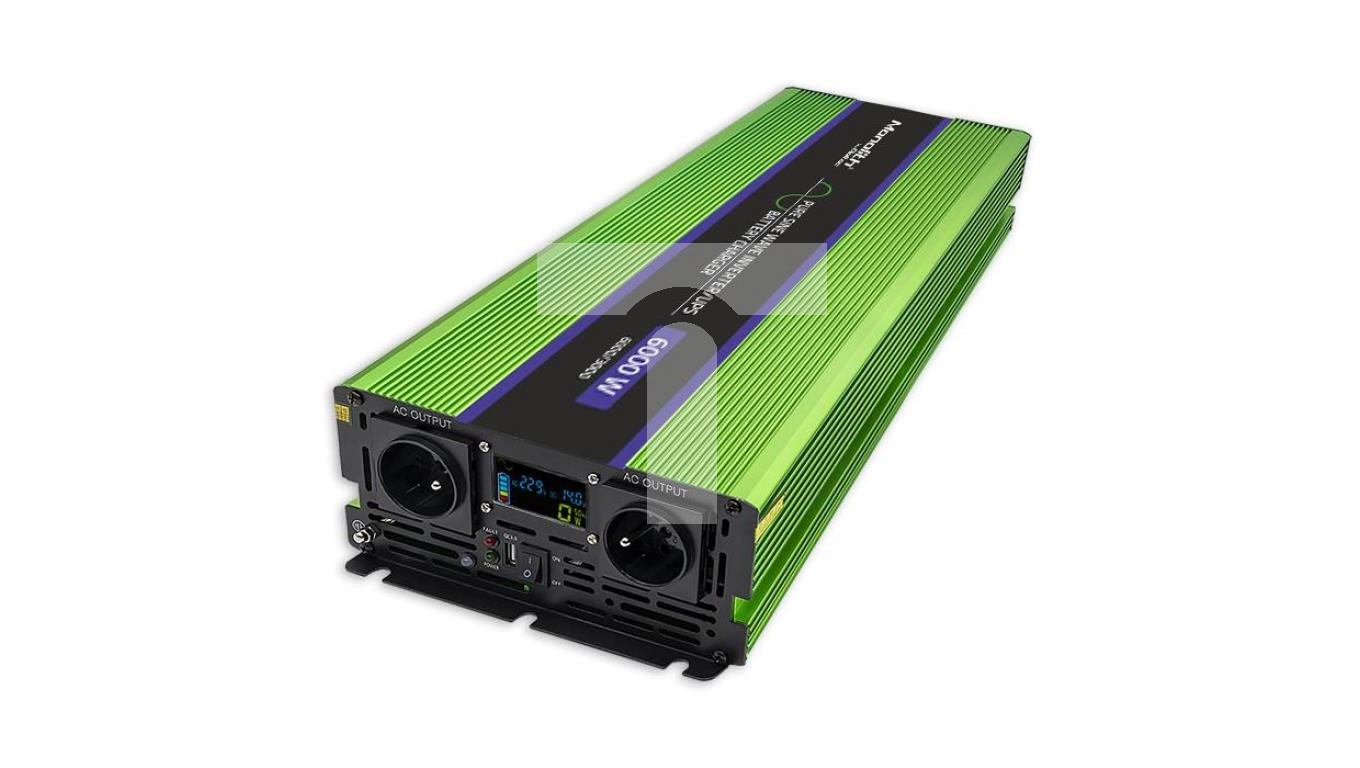 Qoltec Przetwornica napięcia Monolith ładowanie baterii UPS 3000W 6000W 12V  na 230V Czysty Sinus LCD – Qoltec