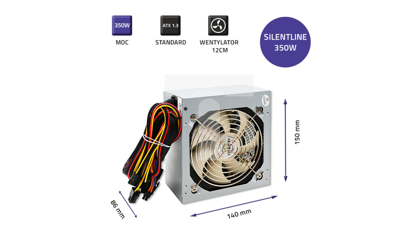 Qoltec Zestaw Zasilacz PCIE Smart 1600W + ATX SilentLine 350W Qoltec