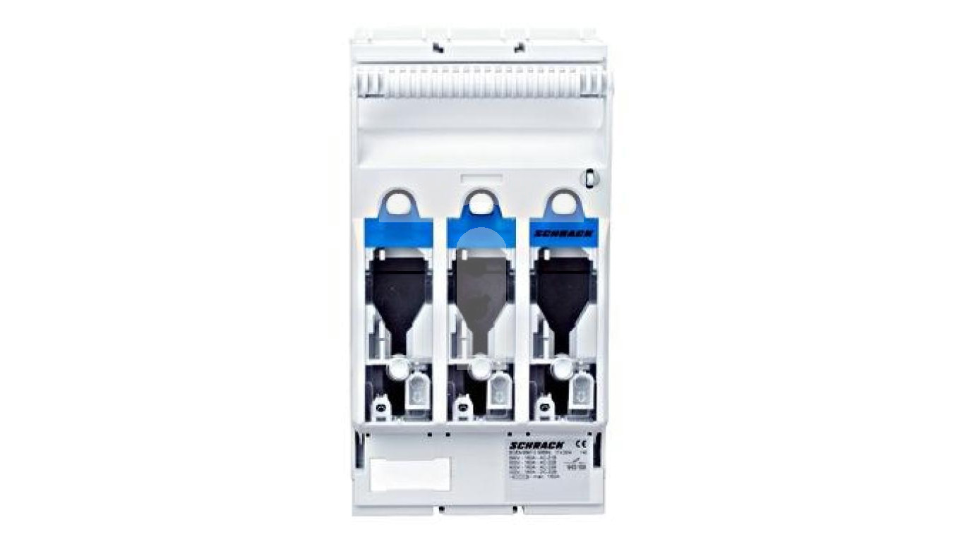 Rozłącznik bezpiecznikowy 3p, NH00 160A, na płytę, M8 – Schrack Technik ...