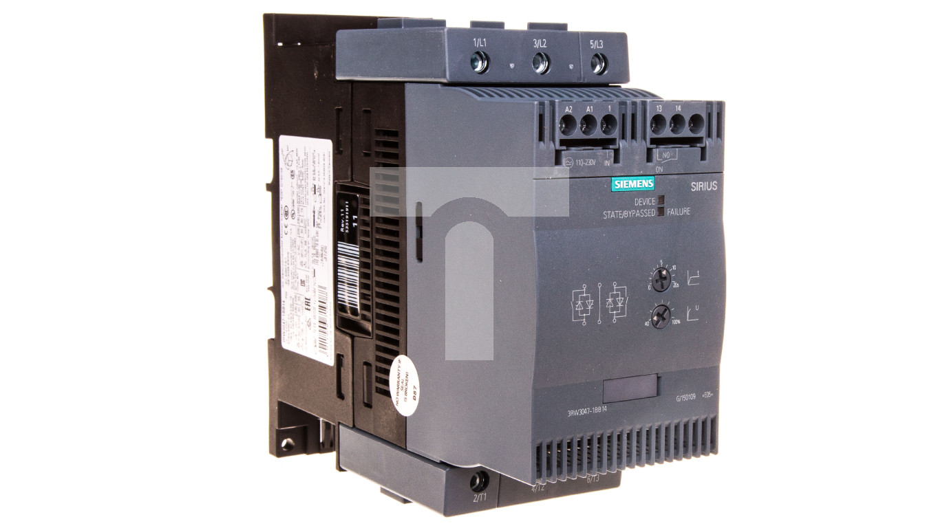 Softstart 3-fazowy 200-480VAC 106A 55kW/400V Uc=110-230V AC/DC S3 3RW3047- 1BB14 – SIEMENS TIM SA