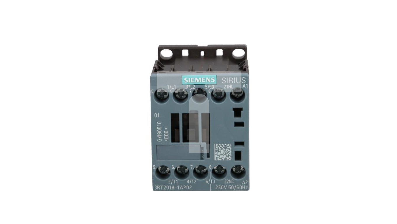 Siemens Schütz 3RT2018-1AP02 – 3 Schließer, 7.5 KW, 230 V/AC, 16 A, Mit Hilfskontakt