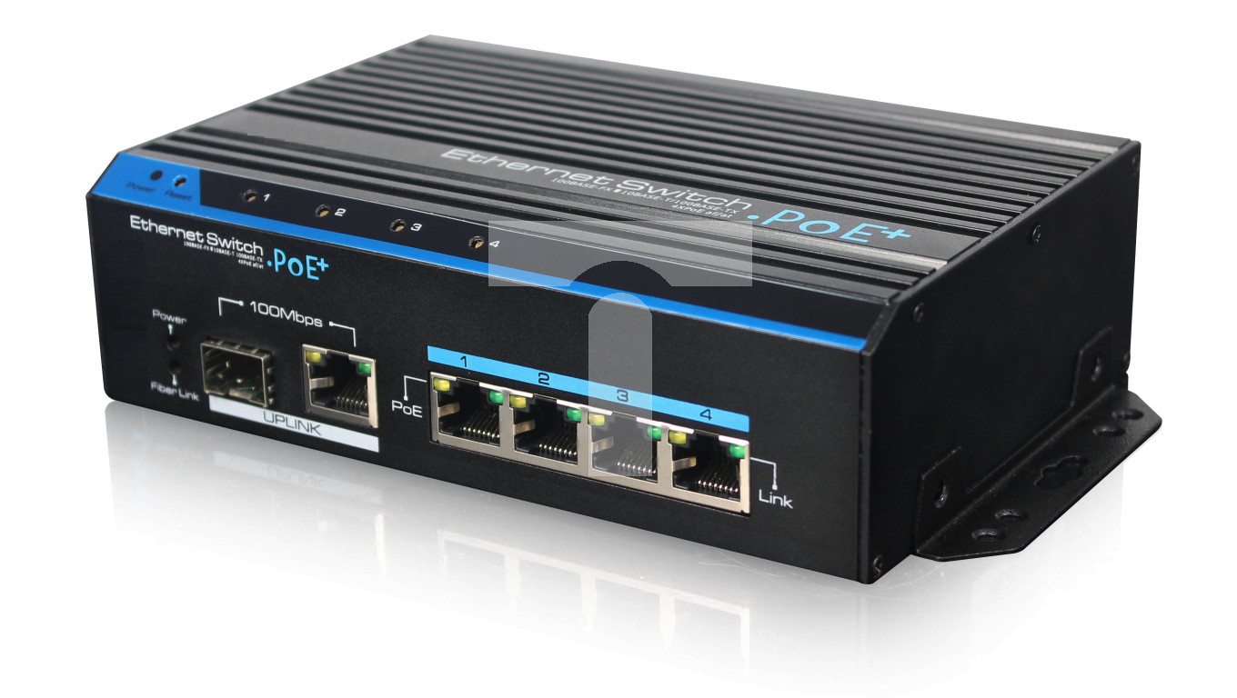 Switch PoE FastEthernet, 5 portów FE, 4xPoE/PoE+, 60W/120W, 1xSFP (100M), niezarządzalny, 48 VDC VONT-SP1104