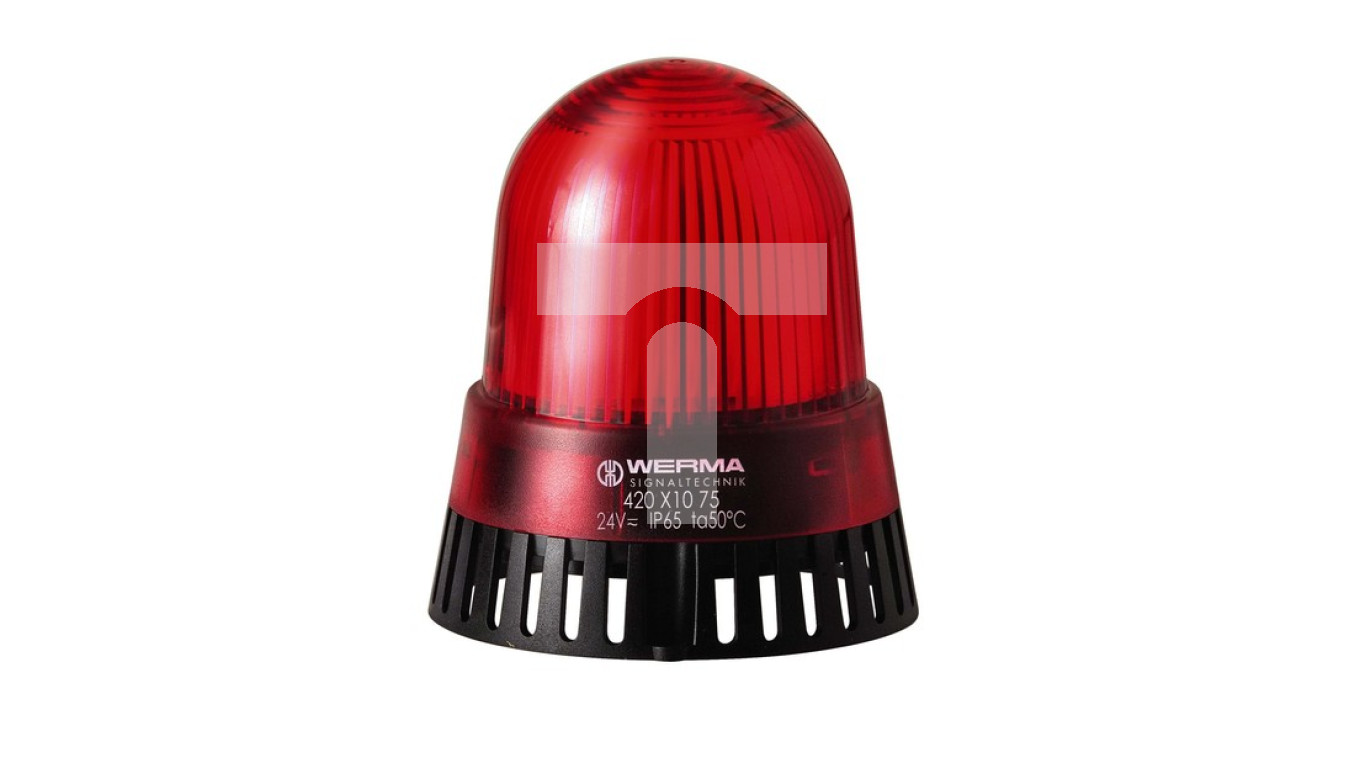 Sygnalizator akustyczno-optyczny czerwony LED stałe 92dB 2,3kHz 24V AC/DC IP65 420.110.75